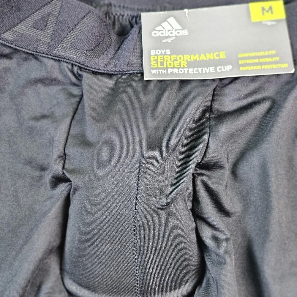 Adidas Compression Shorts Boys Medium Black Slider Protective Cup Baseball